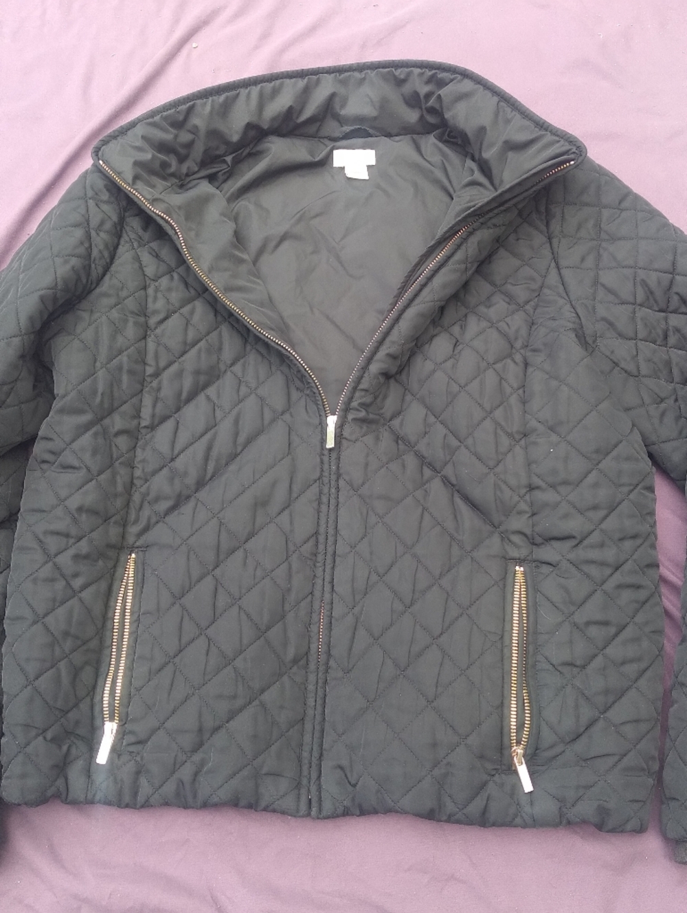 J. Crew Quilted Jacket in Black with Gold Zippers